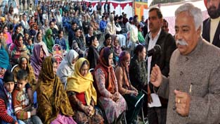 Minister for Planning Ajay Kumar Sadhotra addressing public gathering on Sunday.