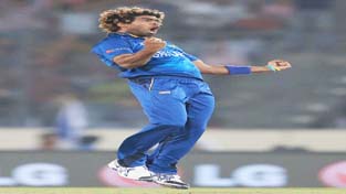 Lasith Malinga celebrating after taking wicket during Sri Lanka and West Indies semifinals match at Mirpur.