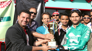 Top cyclists being awarded by the dignitaries in Srinagar on Thursday.