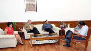Canadian delegation interacting with Union Minister Dr Jitendra Singh at his office in New Delhi on Wednesday.