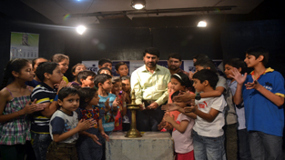 Balwant Thakur inaugurating Natrang Children Theatre Camp at Jammu on Tuesday.