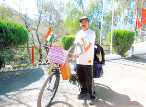 Cyclist Bhausaheb Bhawar.
