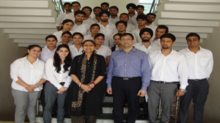 Dignitaries alongwith students posing for a photograph at JU on Friday.