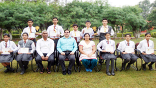 The students of MHAC Nagbani, who emerged victorious in boys’ event and bagged runners-up trophy in girls category in DAV Cluster Level competition in the discipline Yoga held at Dayanand Model School, Model Town, Jallandhar, recently. The boys team comprised of Akash Sharma XI-A, Mohammad Hussain XI-A, Abhishek Sharma IX-B, Gaurav Singh IX-B and Divya Sagar IX-F, while the girls team included Akanksha Bhatt XII-A, Nandita X-B, Nanika Rajput XI-B, Mansi Sharma IX-F and Atishi Sharma IX-E. Winners posing for a group photograph alongwith the School Management.