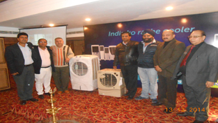 Officials of Symphony Limited launching new models in air coolers.