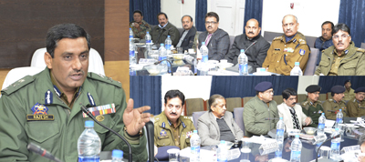 IGP, Rajesh Kumar reviewing security arrangements for Republic Day celebration at Jammu on Monday.