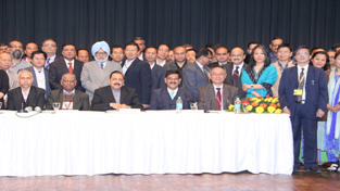 Union DoNER Minister Dr Jitendra Singh posing for a photograph with Delhi based Northeast officers during probably the first-ever congregation of its kind held by him in New Delhi on Tuesday.