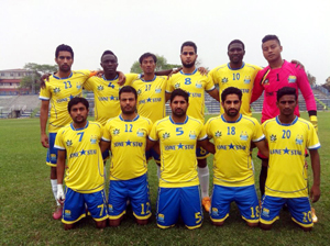 Players of Kashmir FC posing for a group photograph after their spirited performance in I-League Division-II.
