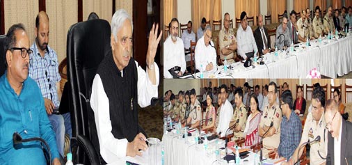 Chief Minister Mufti Mohammad Sayeed reviewing security situation in Jammu on Wednesday.