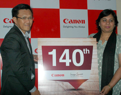 Representatives of Canon launching CIS in Jammu on Thursday. -Excelsior/Rakesh