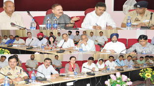 Divisional Commissioner, Dr Pawan Kotwal reviewing Amarnath Yatra arrangements in a meeting at Jammu on Friday.