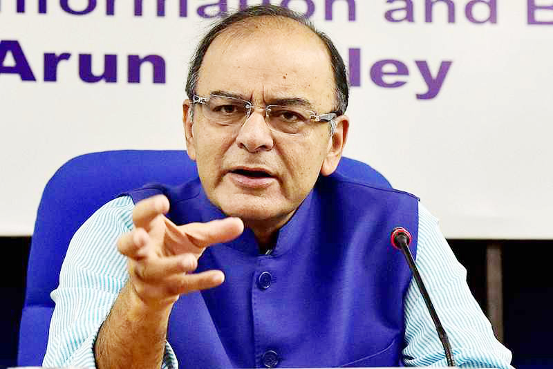 Arun Jaitley, Union Minister for Information & Broadcasting gestures at the launch of the Mobile Application of DD News, E-version of India 2015 & Bharat 2015 and E-book of the Ministry, in New Delhi on Thursday.