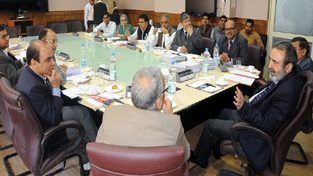 Chief Secretary, Iqbal Khandey chairing a meeting at Srinagar on Wednesday.