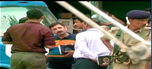 NIA officials inspecting the site of terror attack at Narsu near Samroli in Udhampur district on Sunday.