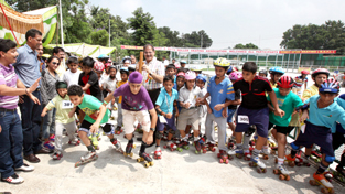 Speaker Legislative Assembly, Kavinder Gupta inaugurating Roller Skating Championship in Jammu on Thursday.