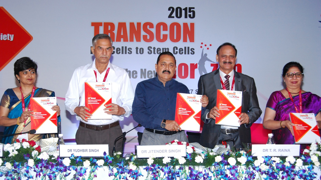 Union Minister Dr Jitendra Singh, flanked by President ISBT Dr Yudhbir Singh and Secretary General ISBT Dr T. R. Raina, at the 40th Annual National Conference of “Indian Society of Blood Transfusion and Immunohematology” (ISBT) at New Delhi on Friday.