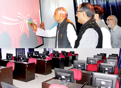Chief Minister, Mufti Mohd Sayeed flanked by DyCM, Dr Nirmal Singh launching CM's Model School Scheme by inaugurating first-ever Government Model School at Basohli on Thursday.