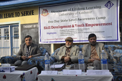 Dignitaries during a State level awareness camp at GHS Lassipora in Pulwama