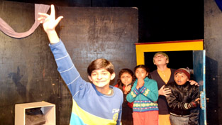 A scene from the play ‘Na Ghar Ke Na Ghat Ke’ staged by Natrang in its Sunday Theatre series.