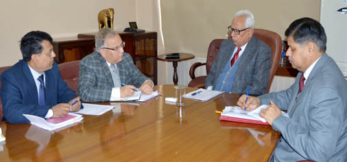 Governor N N Vohra holding meeting on ULB and Panchayat elections in Jammu on Thursday.