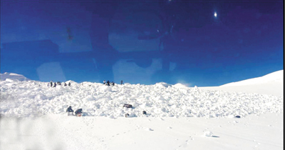 A view of rescue operation at Siachen Glacier on Thursday.