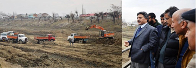 Advisor to Governor, Khurshid Ahmed Ganai taking stock of Jhelum dredging work on Wednesday.
