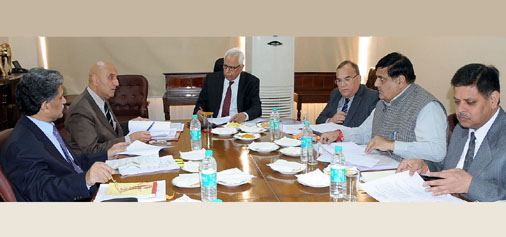 Governor N N Vohra chairing the SAC meeting in Jammu on Monday.