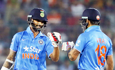 Shikhar Dhawan and Virat Kohli’s partnership set India’s chase up nicely.
