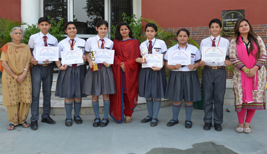 Group photograph of winners of the speech making competition organized by Fire & Emergency Services J&K.
