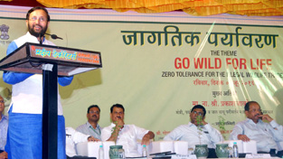 Minister of State for Environment, Forest and Climate Change (Independent Charge), Prakash Javadekar addressing on the theme “Go Wild For Life”, at the “World Environment Day” celebration, in Mumbai on Sunday.
