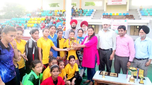 Dignitaries awarding winning team at Jammu on Thursday.