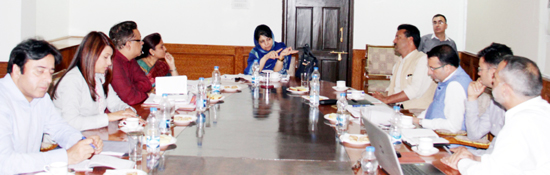 Chief Minister Mehbooba Mufti chairing GDA meeting on Wednesday.
