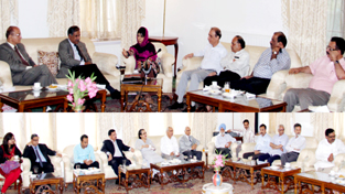 Chief Minister, Mehbooba Mufti interacting with Standing Committee of PSCs in Srinagar on Friday.