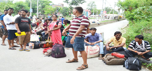 Shri Amarnath bound yatris at Bhagwati Nagar Yatri Niwas on Thursday. -Excelsior/Rakesh
