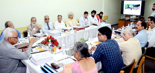 Governor N N Vohra chairing 58th Board Meeting of Shri Mata Vaishno Devi Shrine Board in New Delhi.