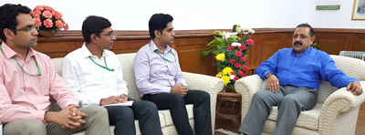 Union Minister Dr Jitendra Singh interacting with 2014 batch J&K cadre allocated IAS officers who called on him before leaving for the State for formal posting, at DoPT headquarters,North Block, New Delhi on Thursday. Union Minister Dr Jitendra Singh interacting with 2014 batch J&K cadre allocated IAS officers who called on him before leaving for the State for formal posting, at DoPT headquarters,North Block, New Delhi on Thursday.