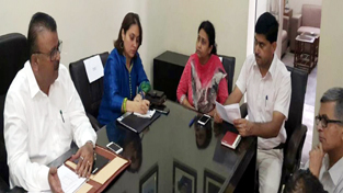Minister for Industries and Commerce, Chander Parkash Ganga chairing a meeting at Samba on Saturday. Minister for Industries and Commerce, Chander Parkash Ganga chairing a meeting at Samba on Saturday.