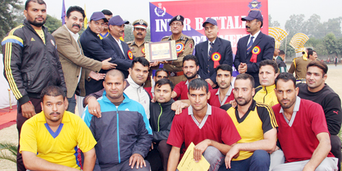 Winners of Inter-Battalion Tournament posing alongwith ADGP L Mohanti in Jammu.