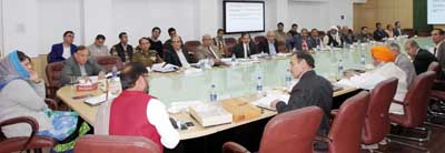 Chief Minister Mehbooba Mufti chairing a meeting of State Board for Wildlife at Jammu on Tuesday.
