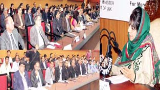 Chief Minister Mehbooba Mufti addressing Industry Talent Enabler Confluence on Friday.