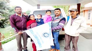 1st batch of two children for treatment being flagged off by Rotary Club in Udhampur.