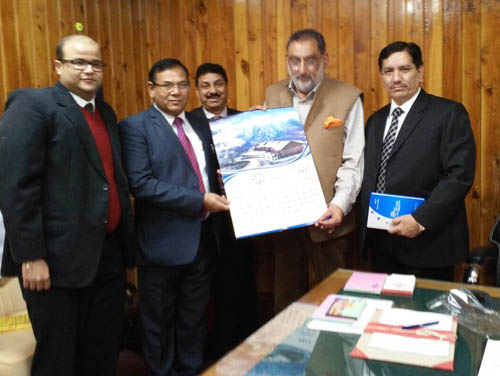 Finance Minister, Haseeb Drabu and others during the launch of JKGB’s official calendar for the year 2017.