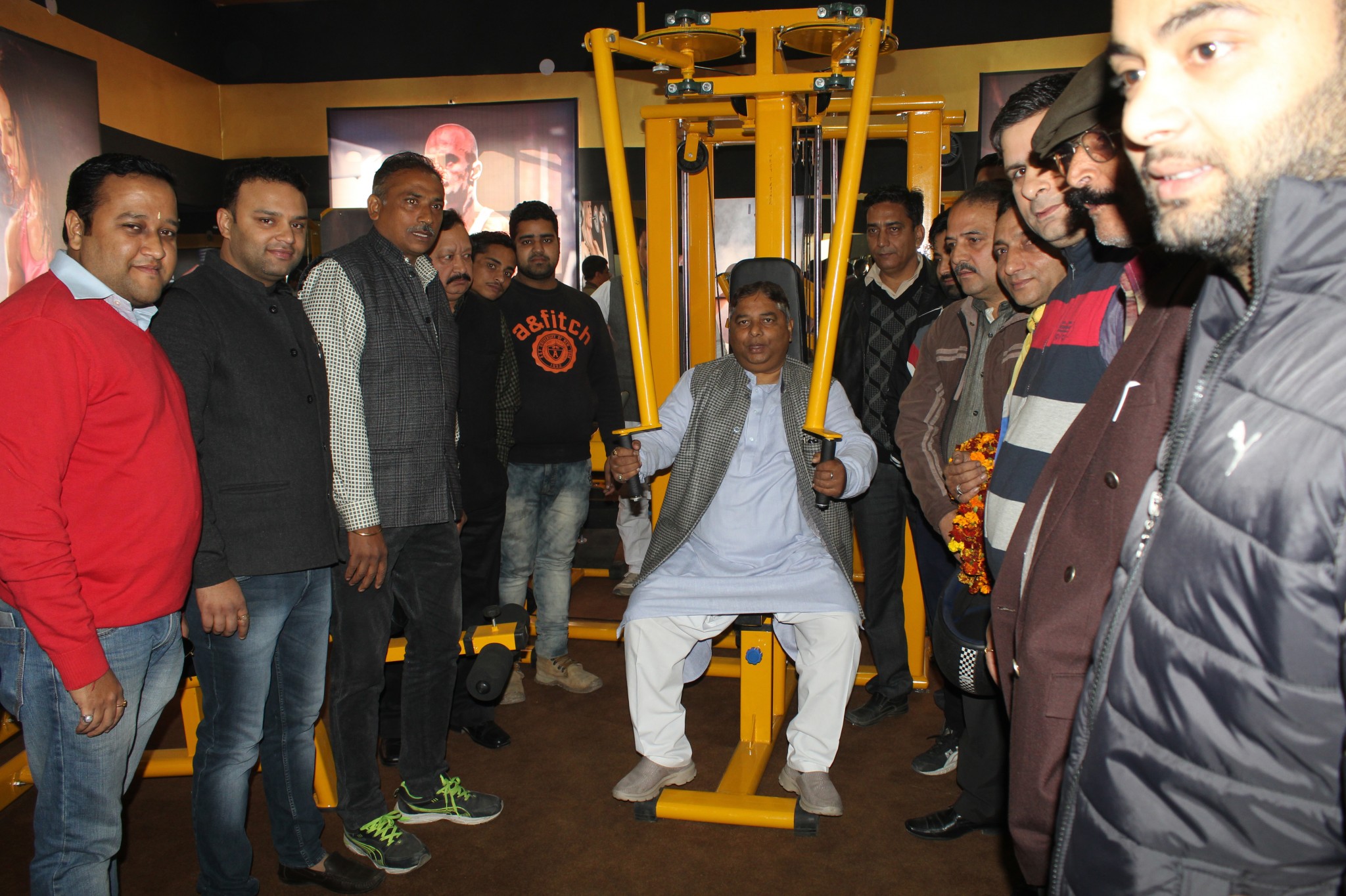 State President BJP and MLA Jammu West, Sat Sharma (CA) inaugurating Gold Fusion Gym at Subash Nagar in Jammu.