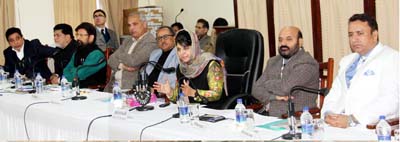 Chief Minister Mehbooba Mufti chairing meeting of J&K State Advisory Board for Development of Gujjars & Bakerwals at Jammu on Wednesday.