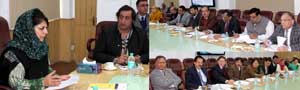 Chief Minister Mehbooba Mufti chairing a meeting at Jammu on Wednesday.