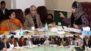 Chief Minister Mehbooba Mufti chairing a meeting of Governing Body of Noor Society at Jammu on Tuesday.
