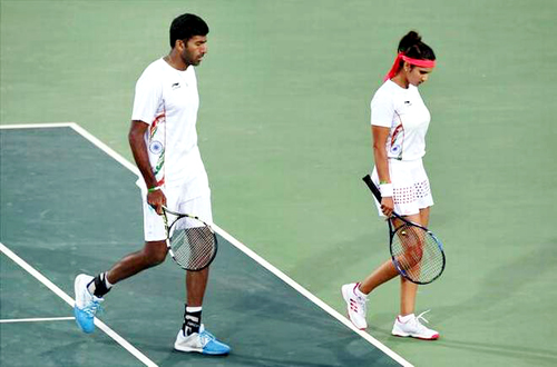 Rohan Bopanna and Sania Mirza during their respective matches in Australian Open on Thursday.
