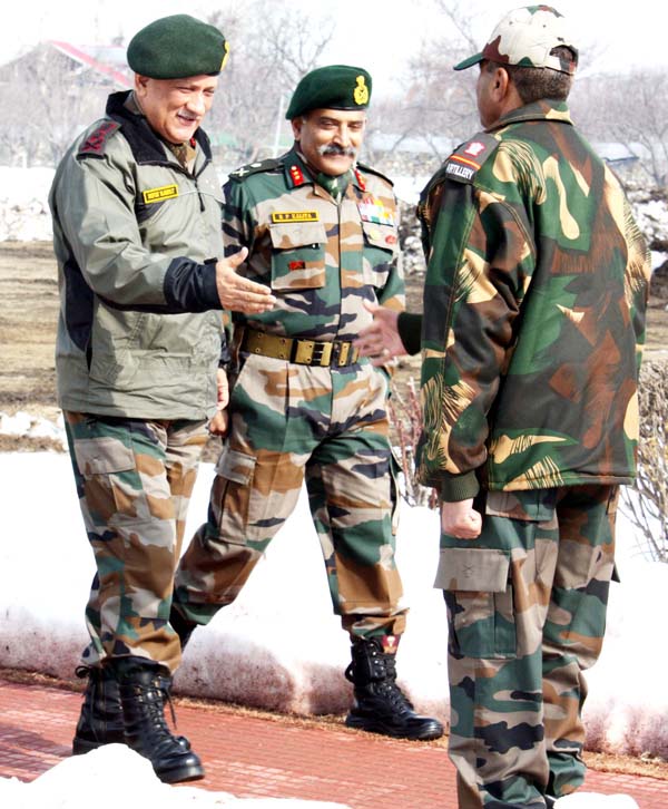 Army chief Gen Bipin Rawat during a visit to Baramulla on Wednesday.
