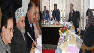 Chief Minister Mehbooba Mufti chairing a meeting of Board of Directors of J&K Wakf Board in Srinagar on Saturday.