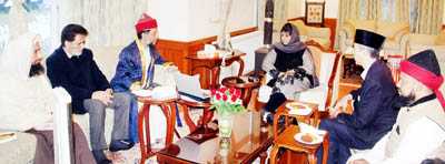 Chief Minister Mehbooba Mufti interacting with a group of Malaysian Islamic Scholars in Srinagar on Wednesday.